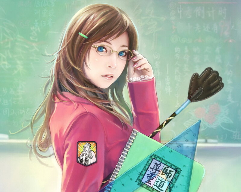 Student with glasses and school supplies