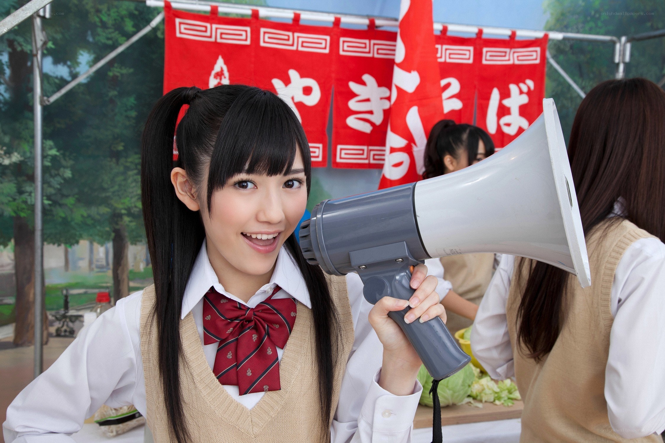 Student with megaphone at event