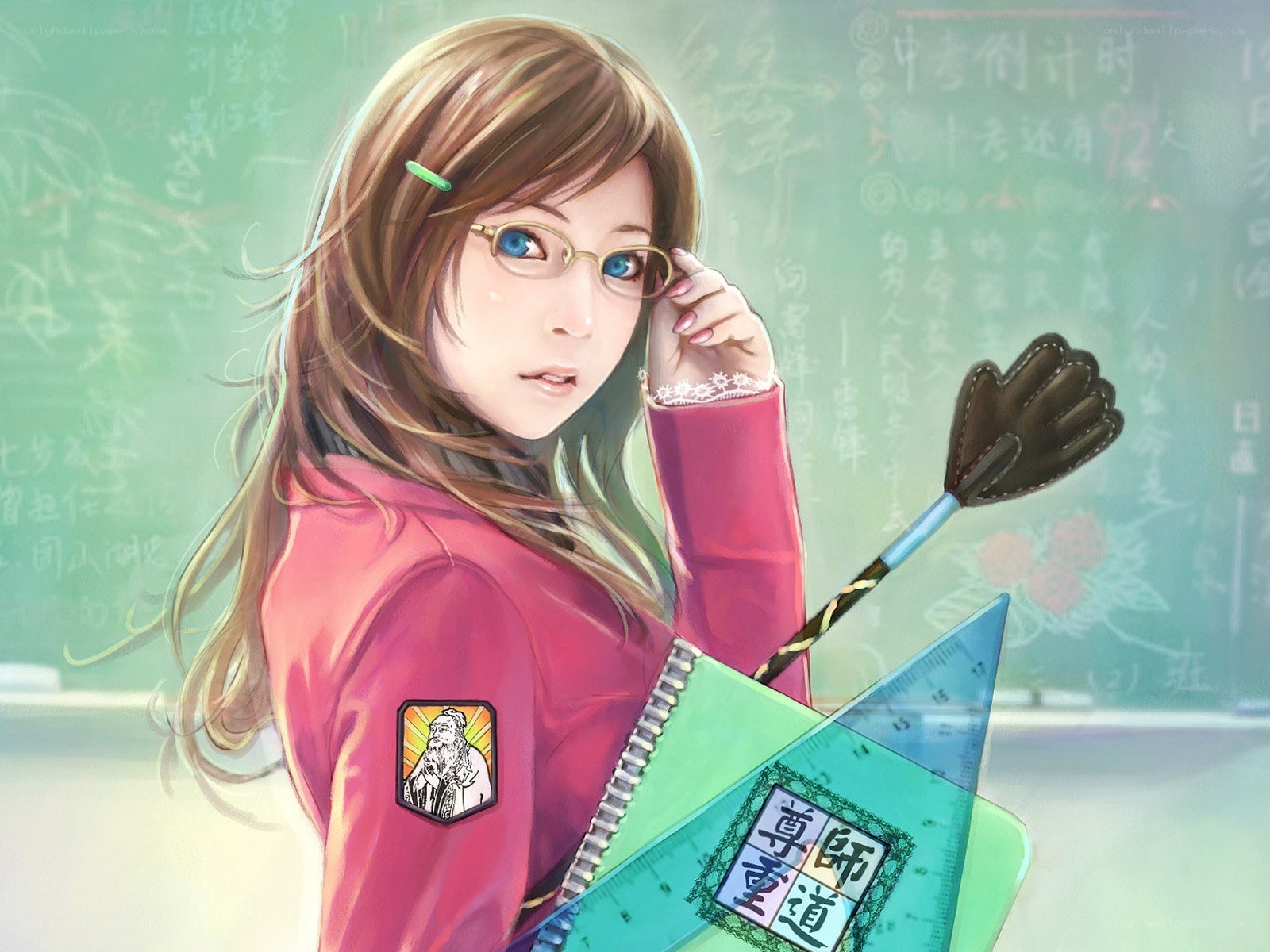 student with ruler and notebook