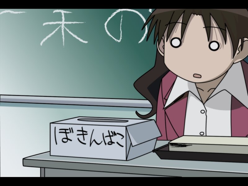 student with tissue box