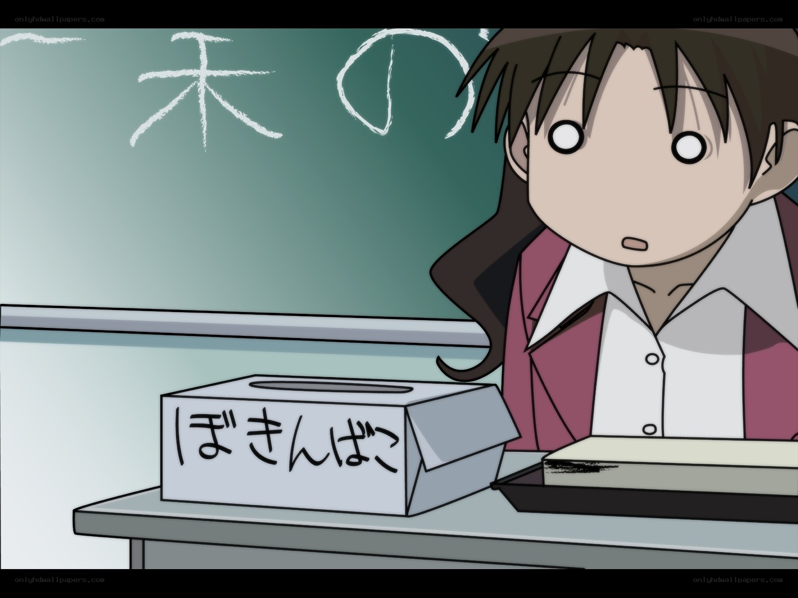 student with tissue box