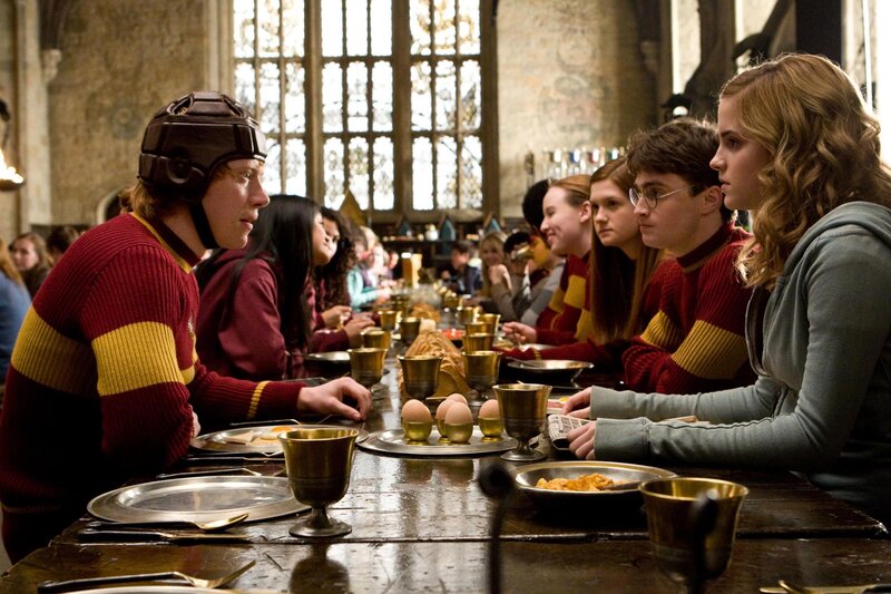 Students at a Long Table — Brown