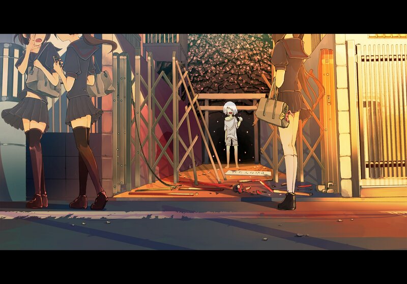 Students at a school gate