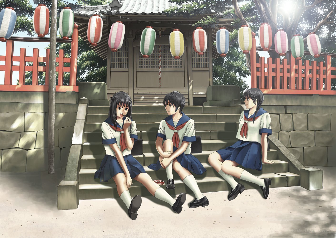 Students at a shrine