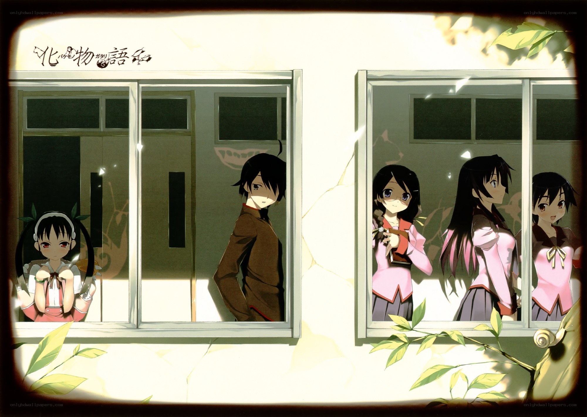students at school windows