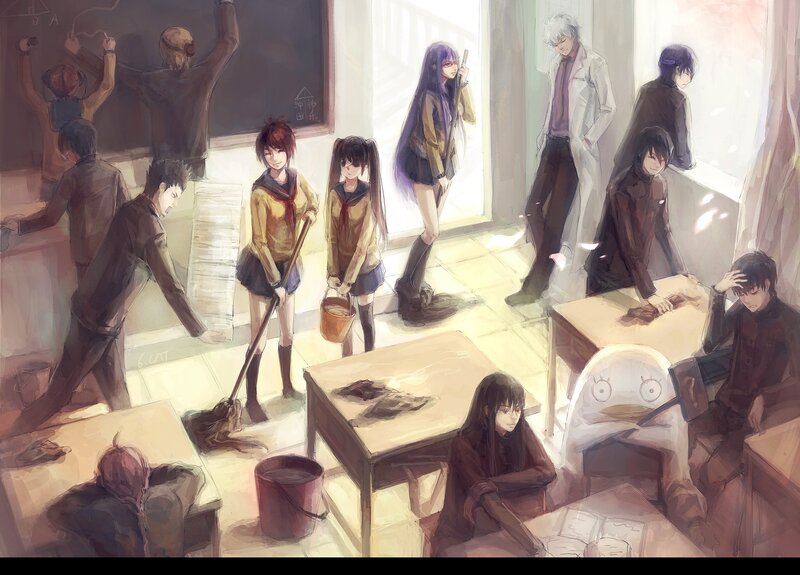 Students Cleaning Classroom — Brown