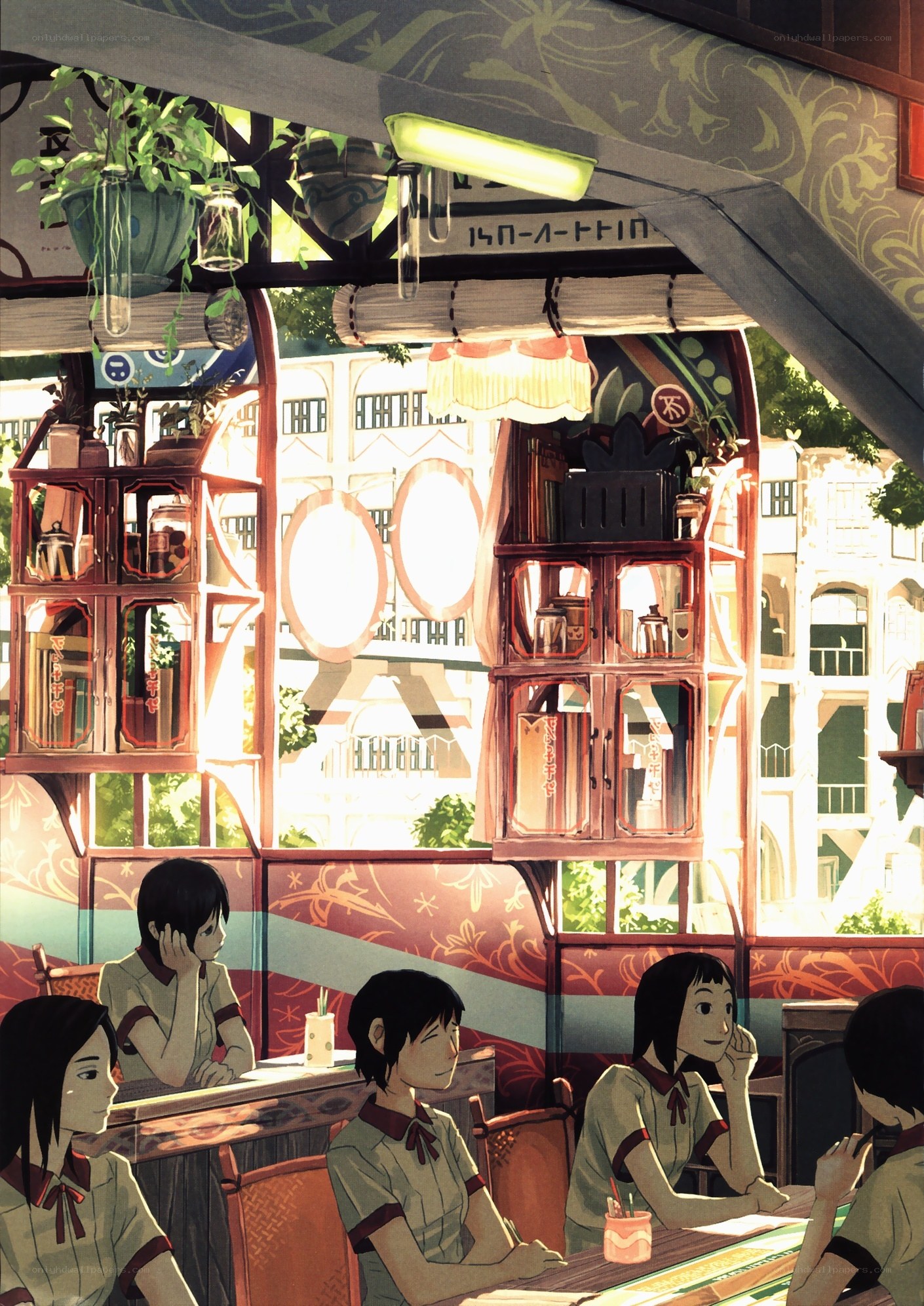 Students in a cafe