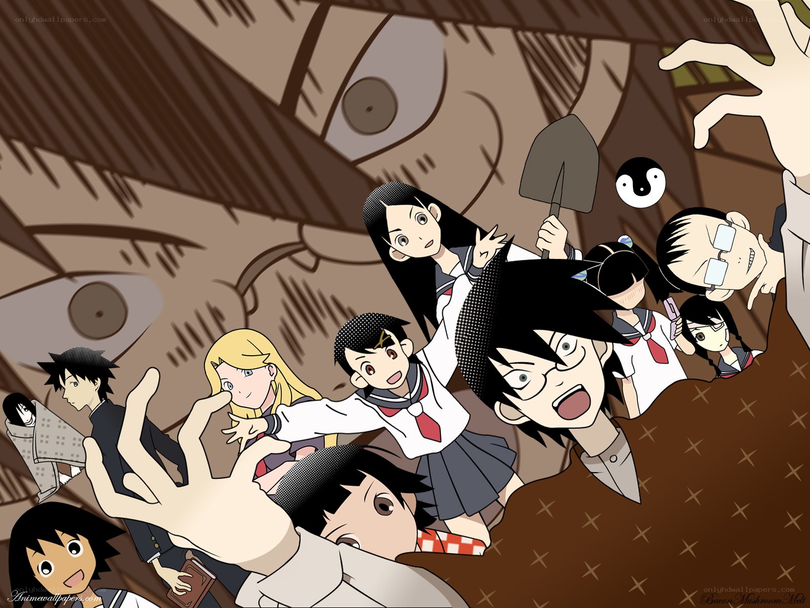 Students in a chaotic scene