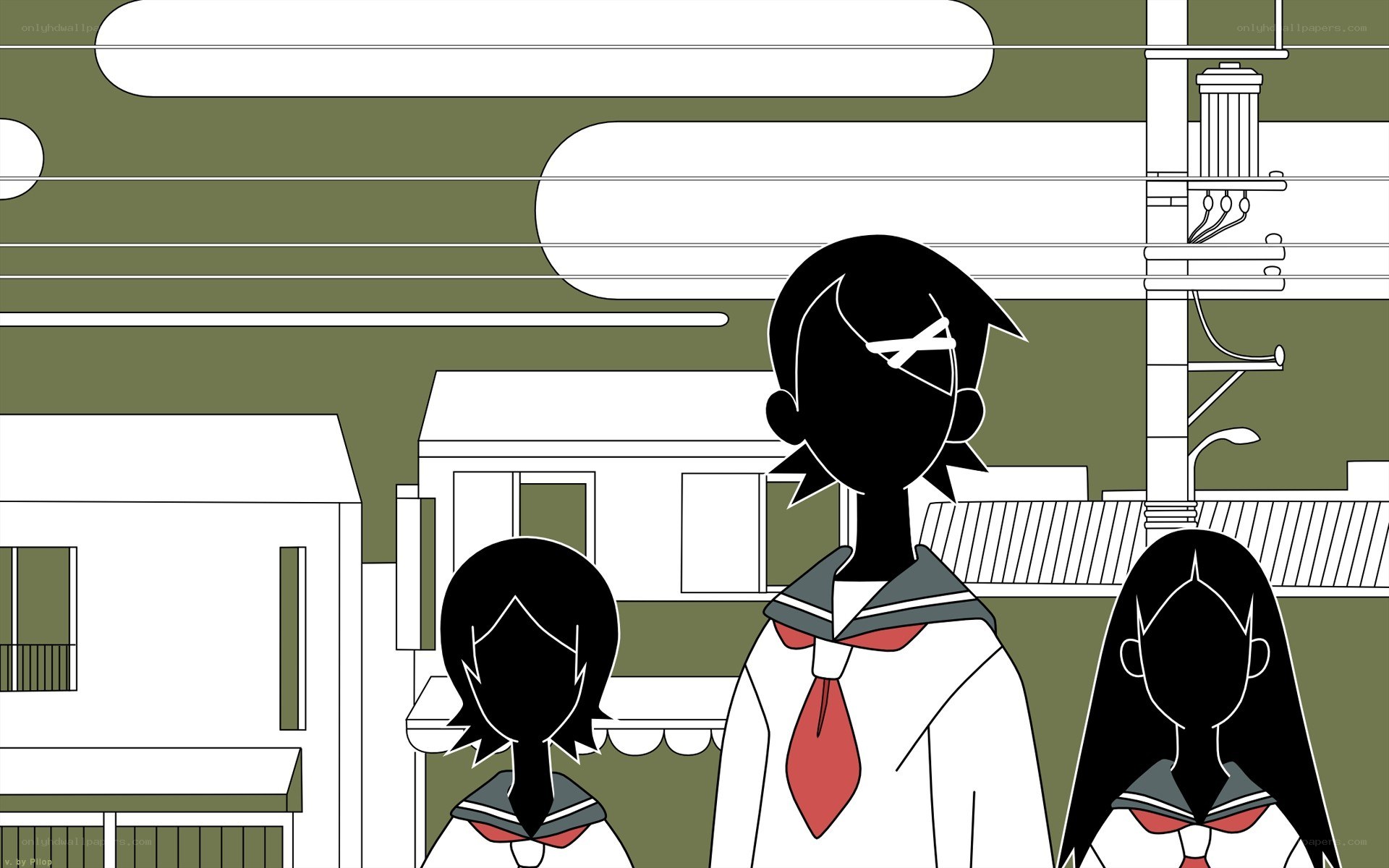 Students in a city scene