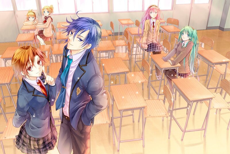 Students in a Classroom — Blue