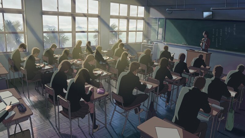 Students in a Classroom — Green, Serene