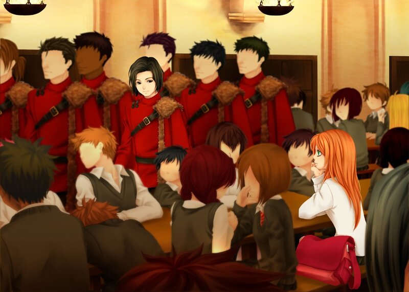 Students in a Classroom — Red