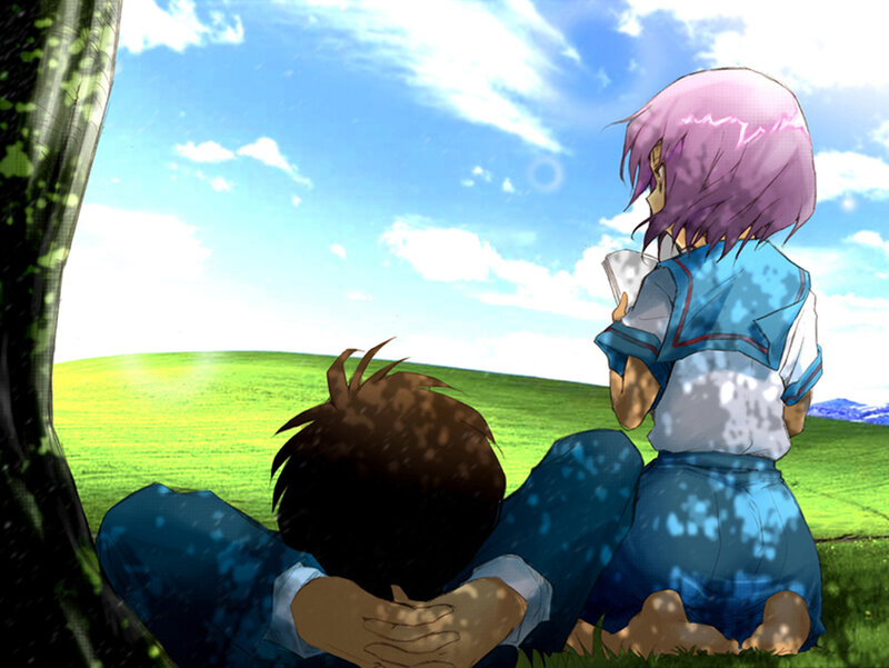 students in a field
