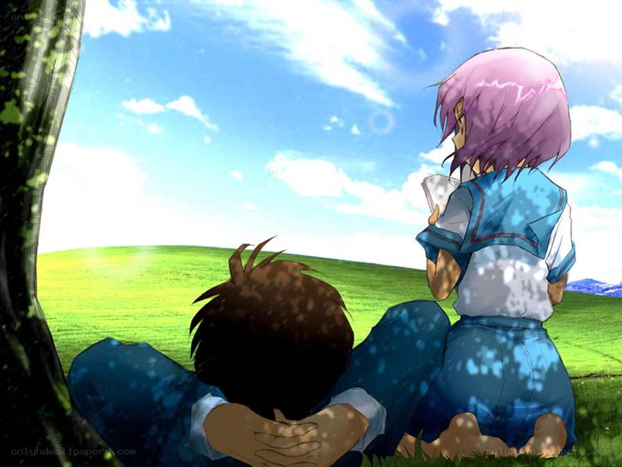 students in a field