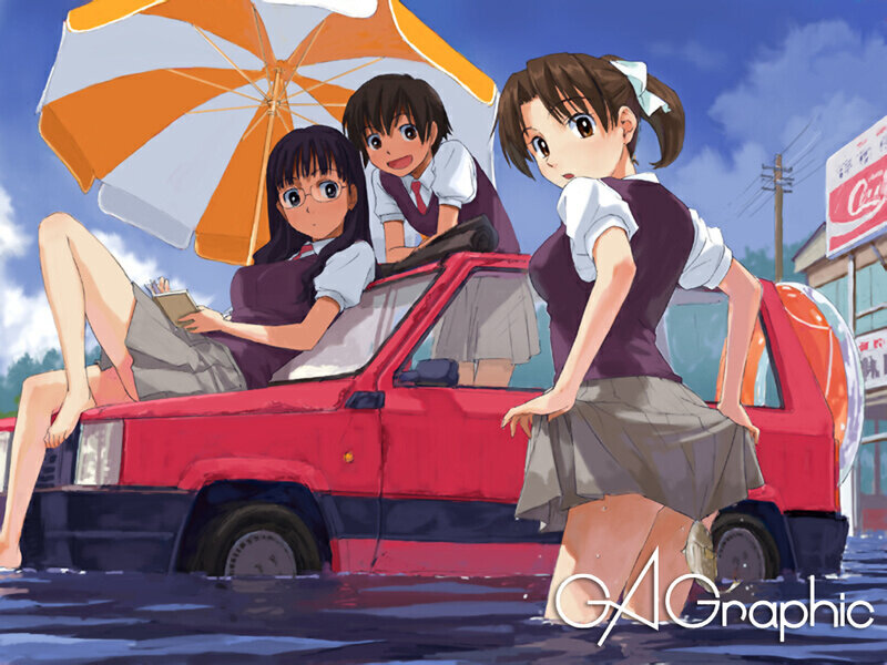 Students in a flooded car