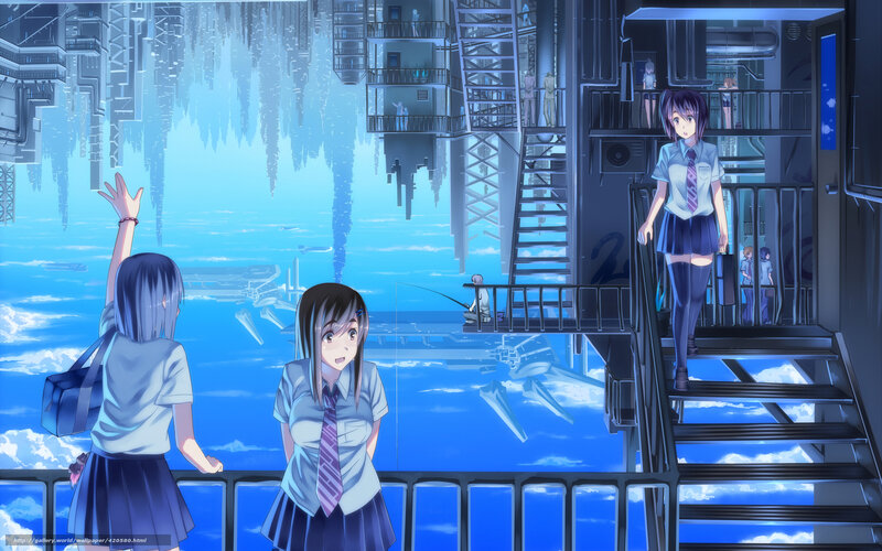 Students in a futuristic city