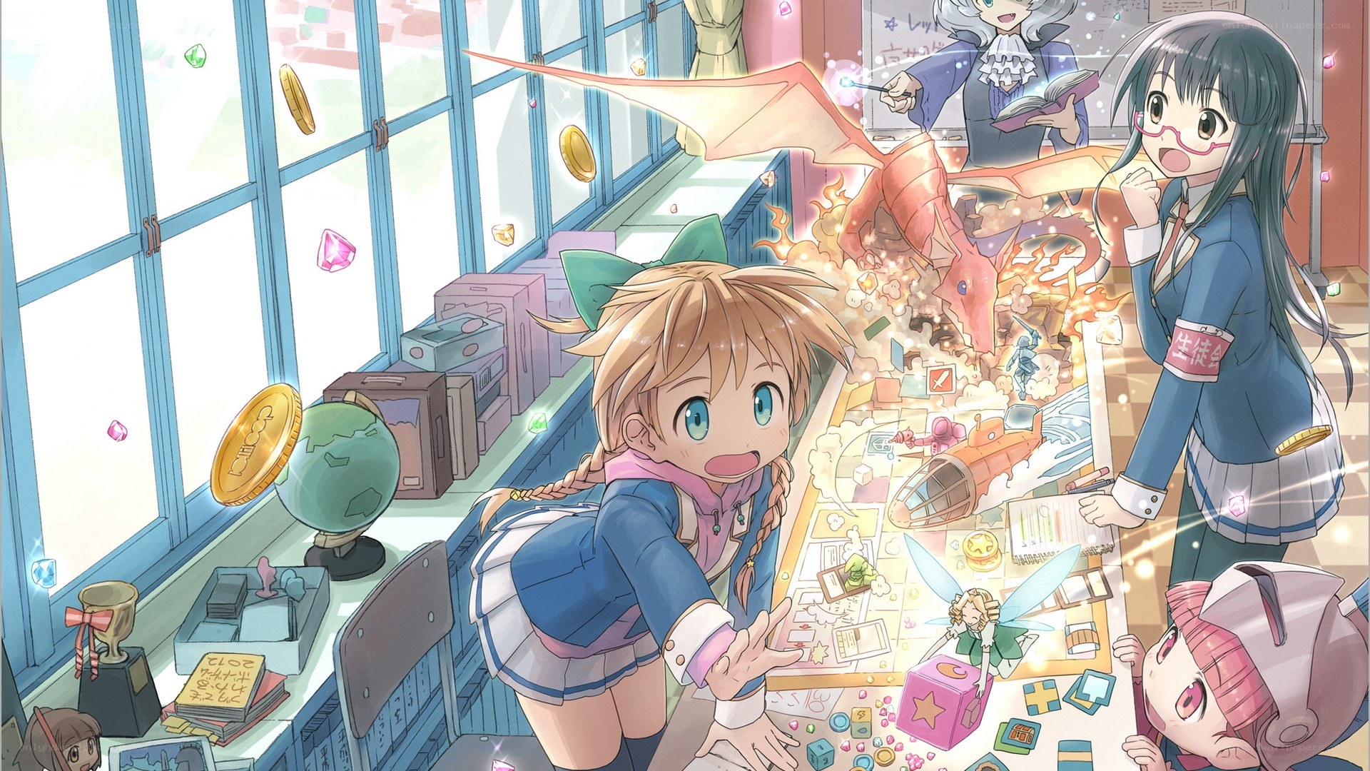 Students in a magical classroom