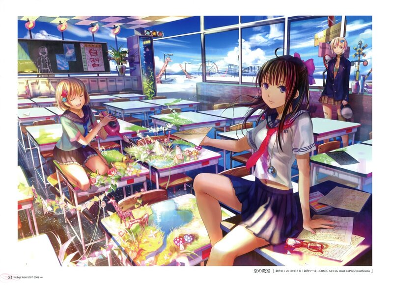 Students in a magical classroom