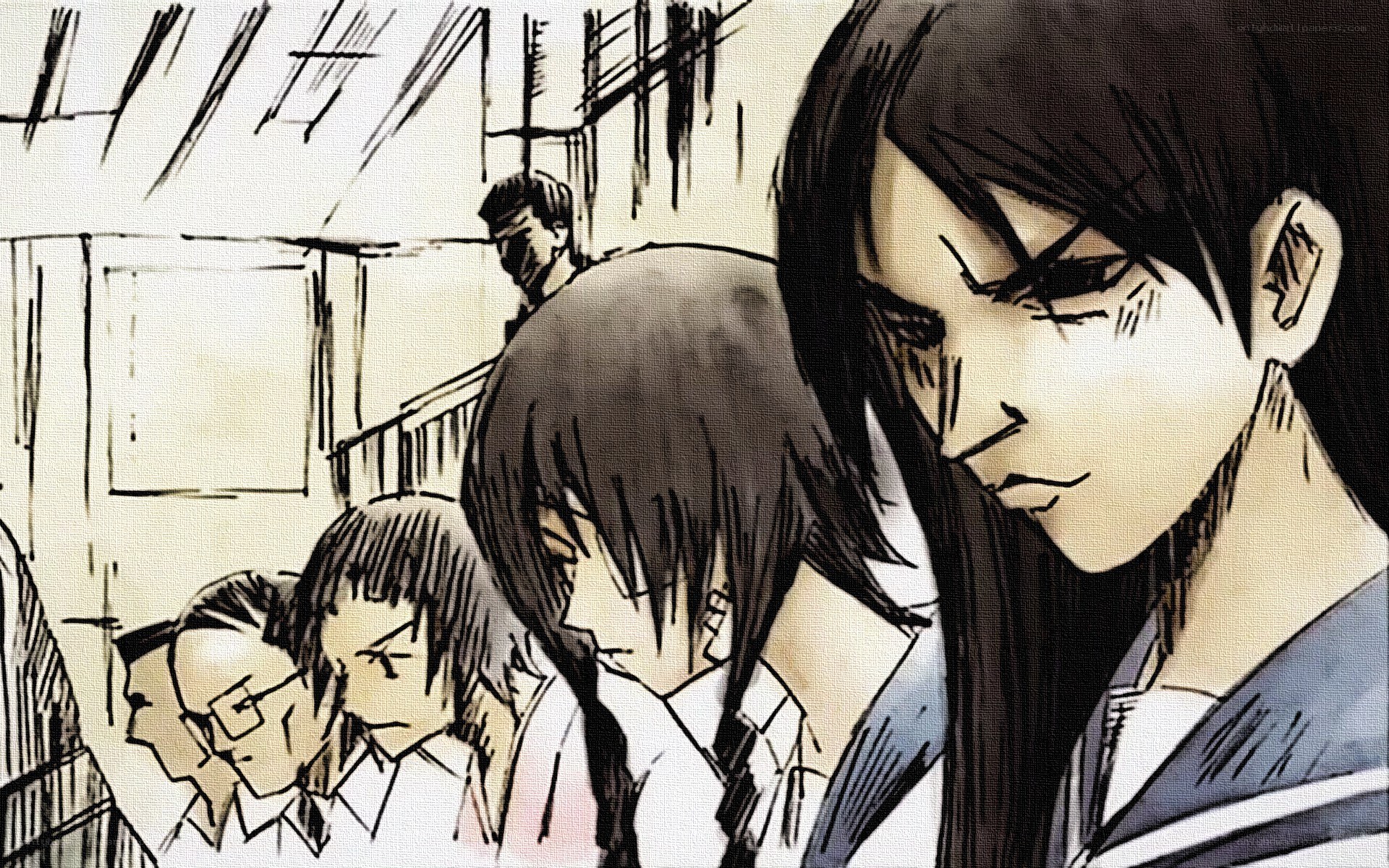 students in a school hallway