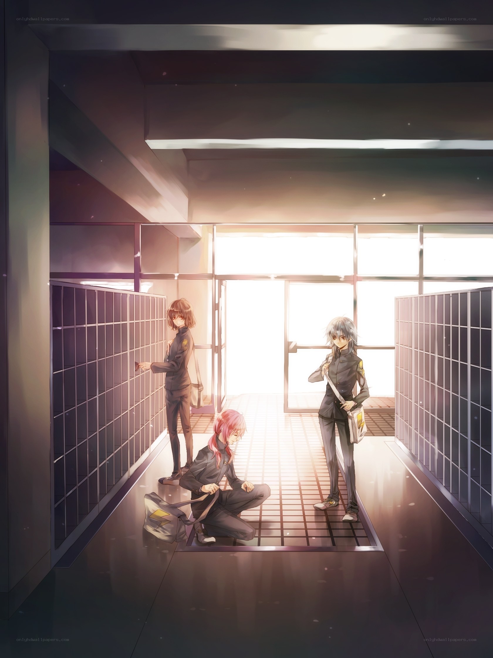 Students in a school hallway