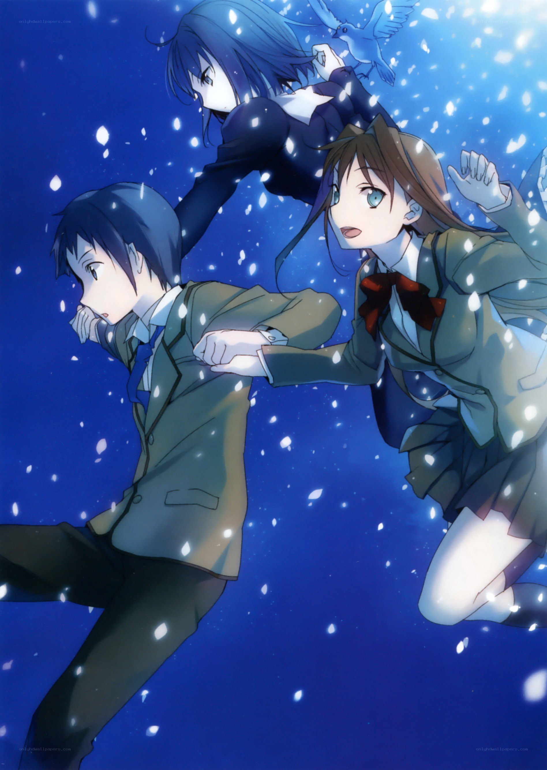 Students in a snowy scene