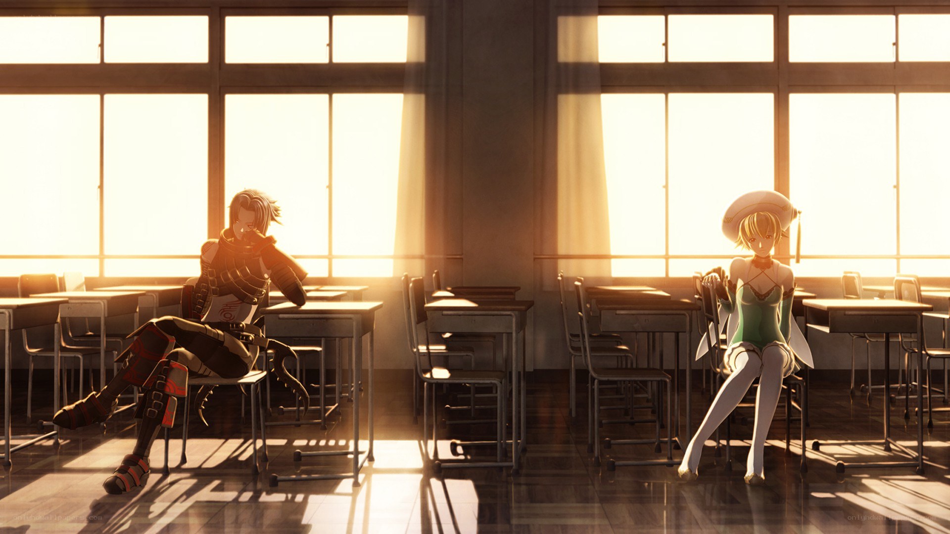 Students in a sunlit classroom