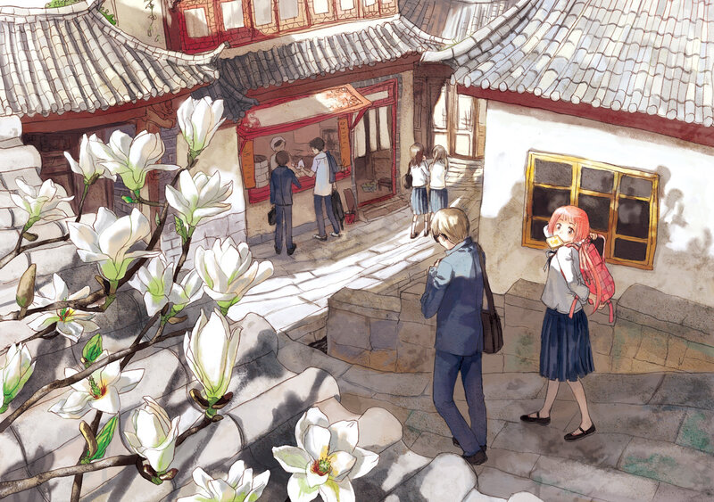 Students in a traditional alley