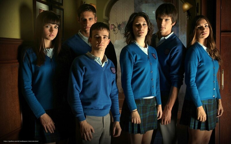 students in blue uniforms