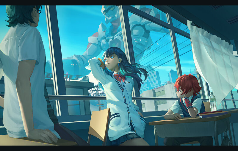 Students in Classroom — Blue, Dramatic, Afternoon