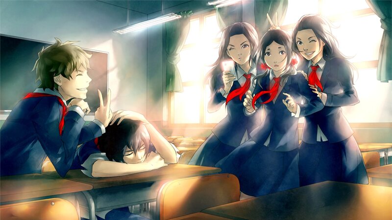 Students in Classroom — Blue, Dramatic
