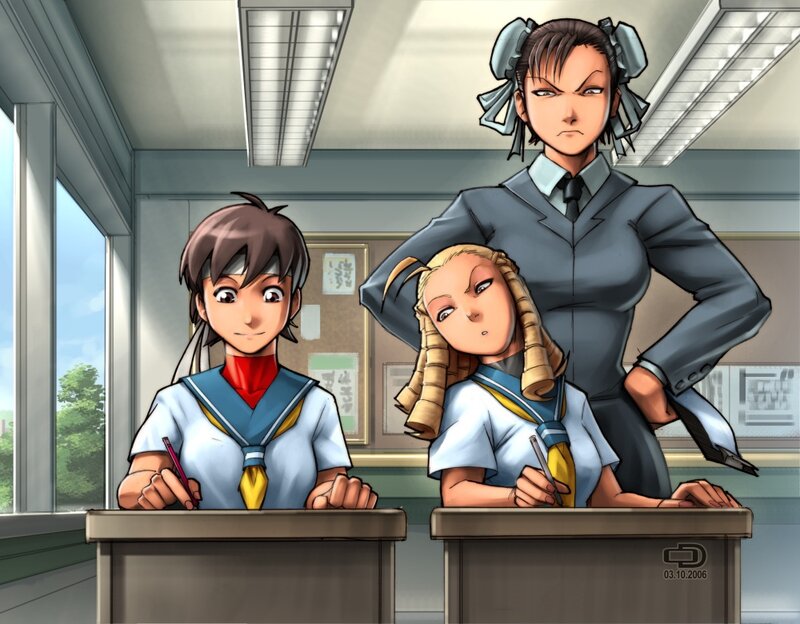Students in Classroom — Blue, Serious