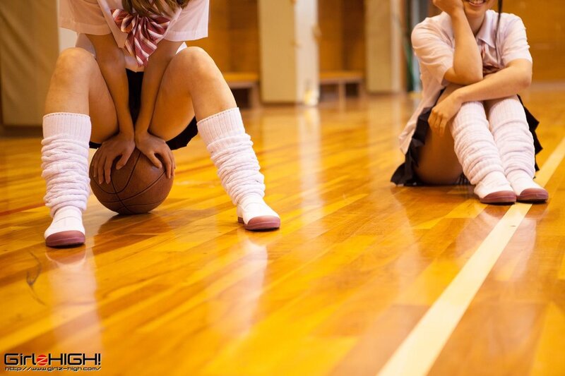 Students in gym with basketball