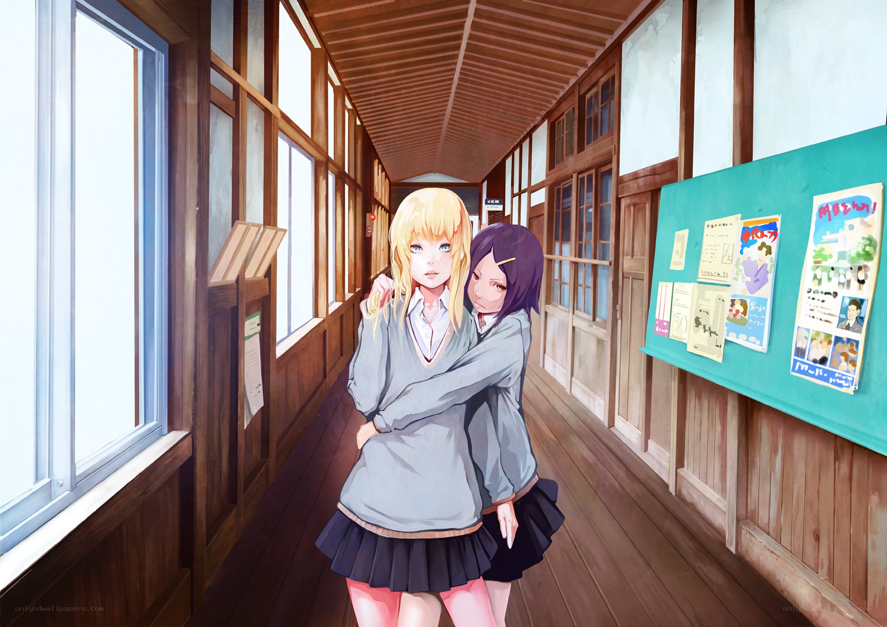 Students in school hallway