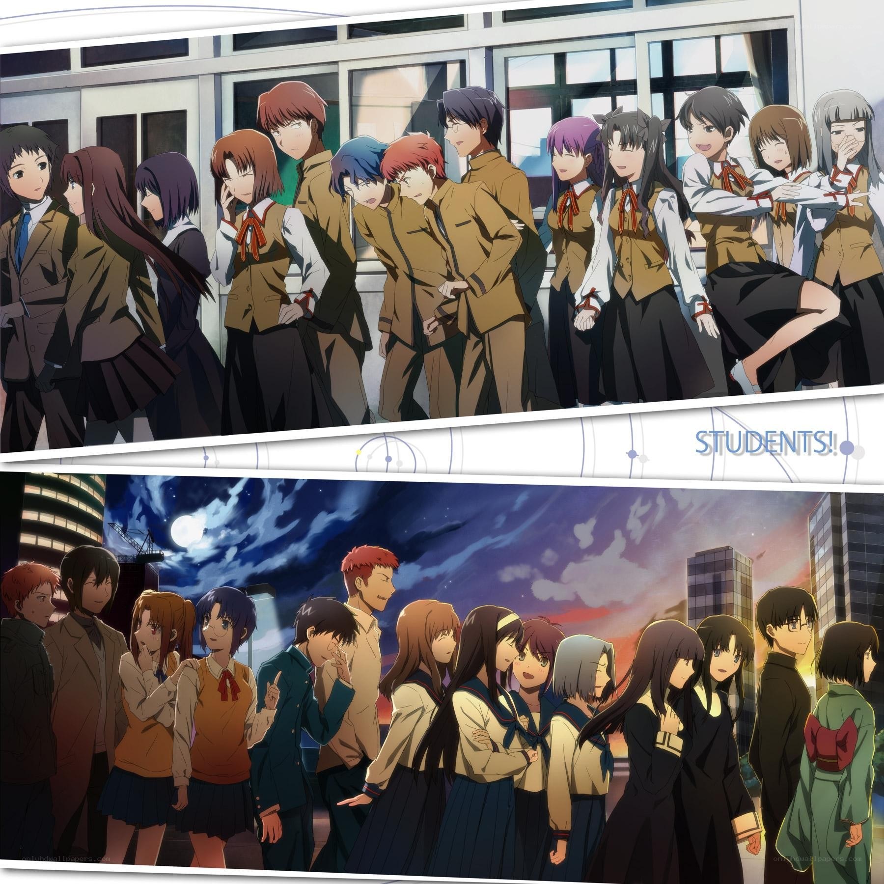 Students in two scenes