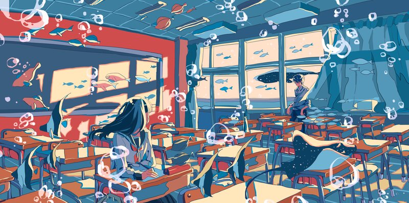 Students in Underwater Classroom