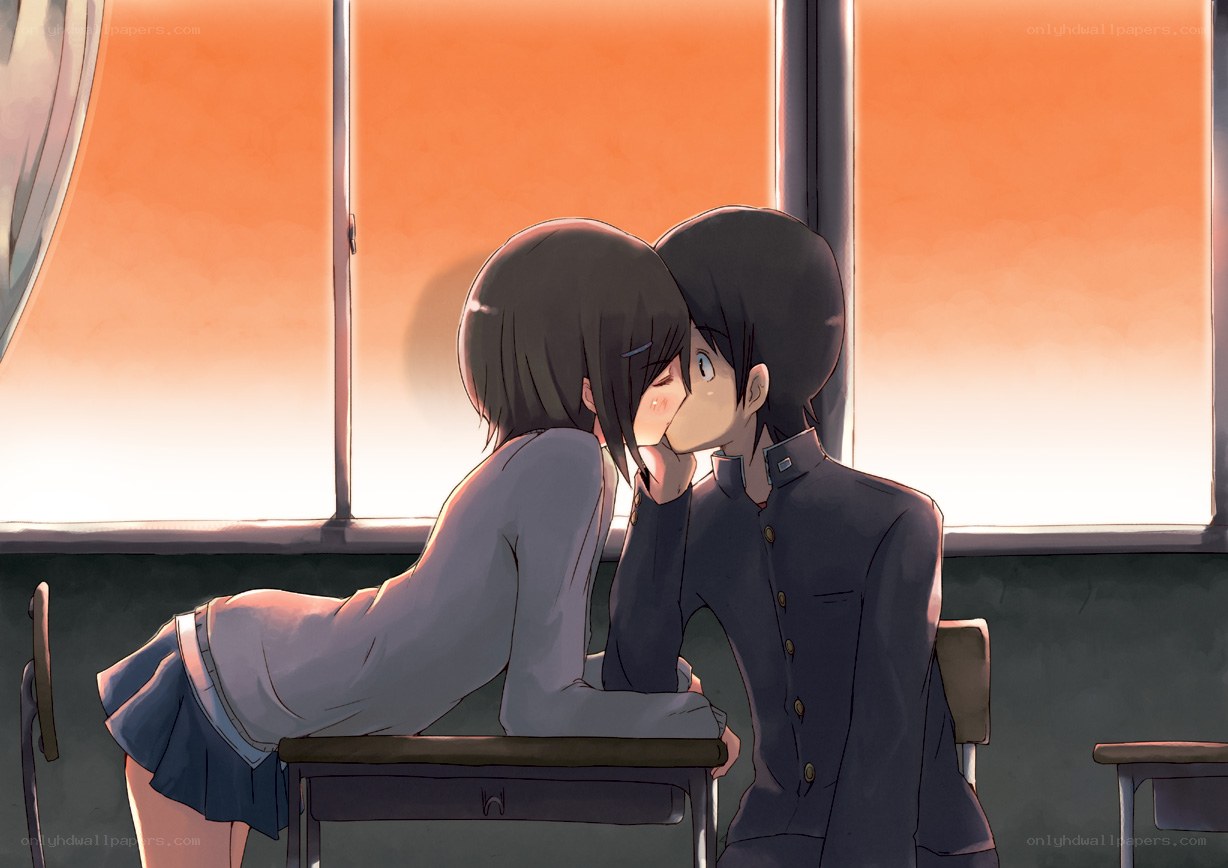 students kissing in classroom