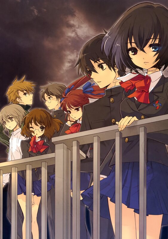 Students on a balcony at night
