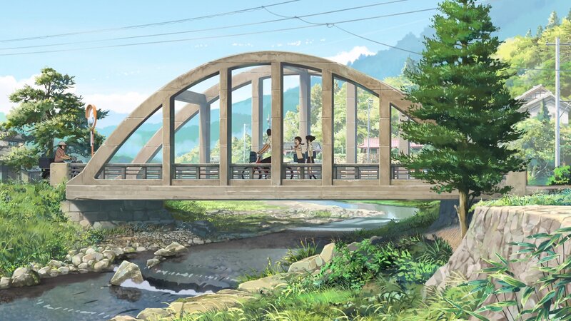 Students on a Bridge — Green