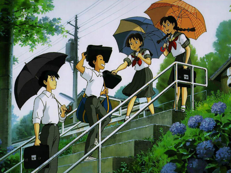 Students on a rainy day