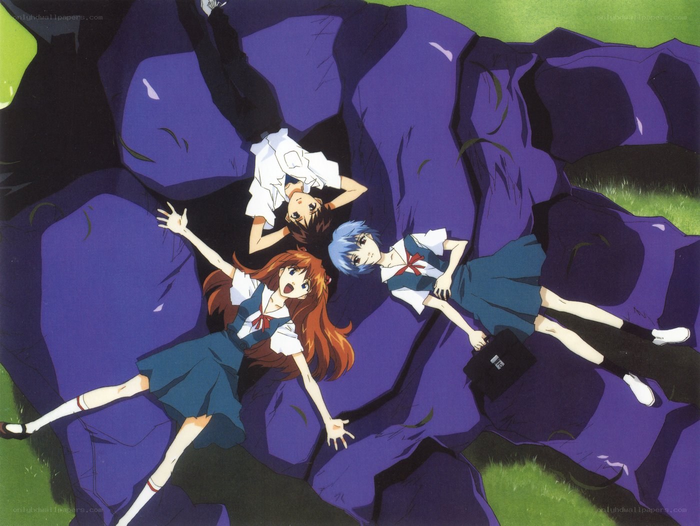 Students on a rock formation