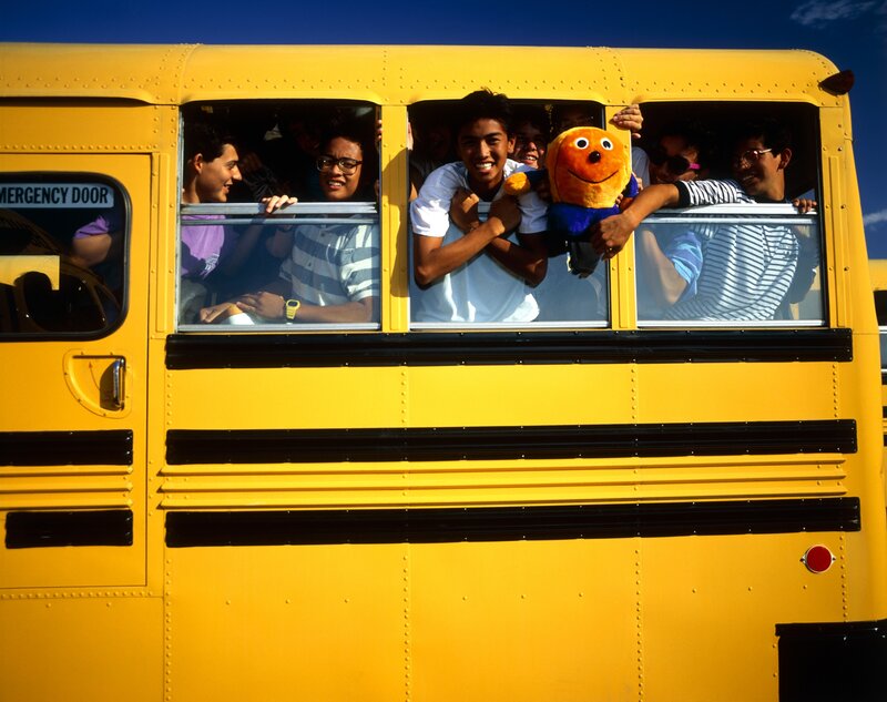 Students on a school bus