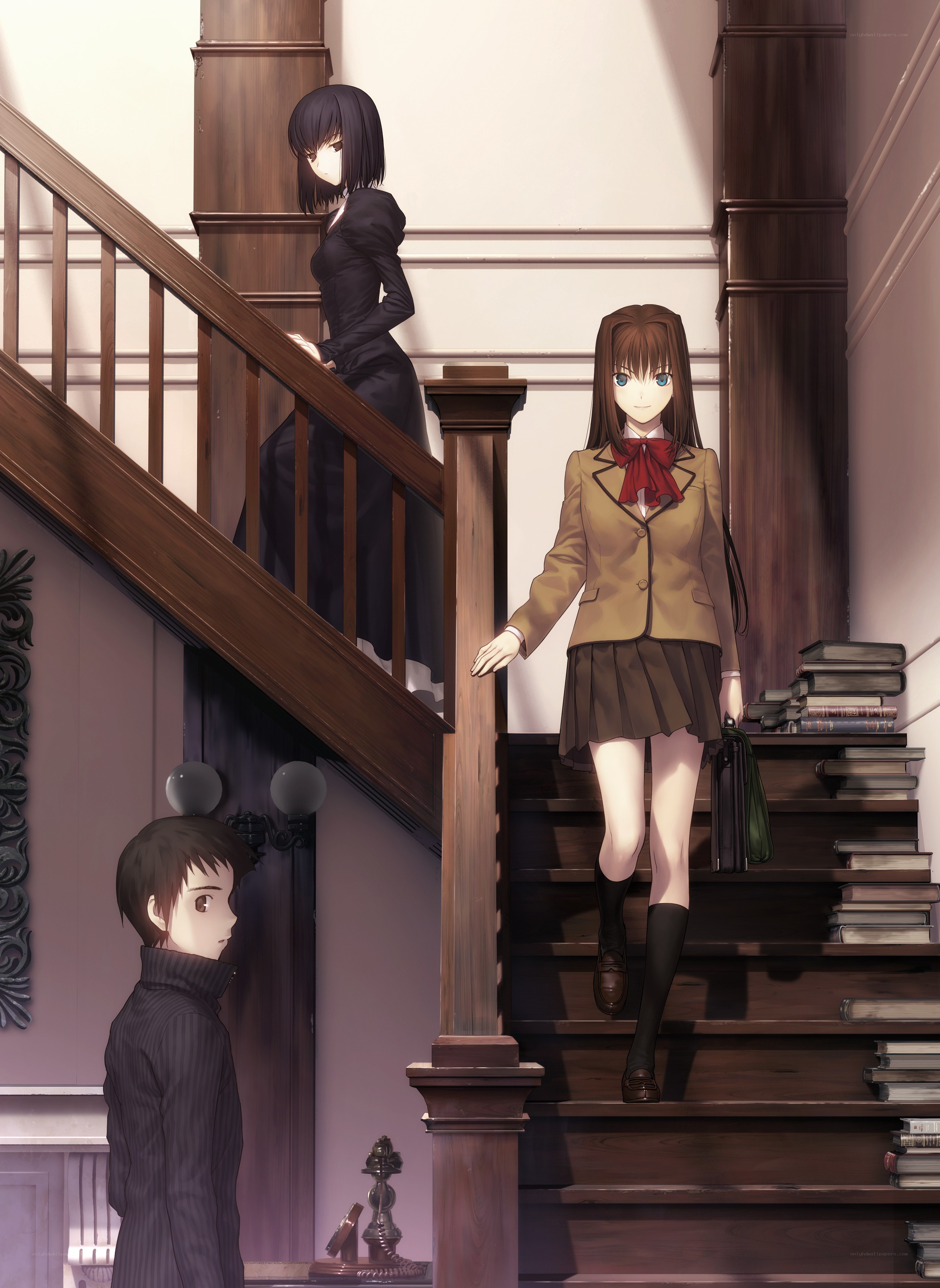 Students on a staircase