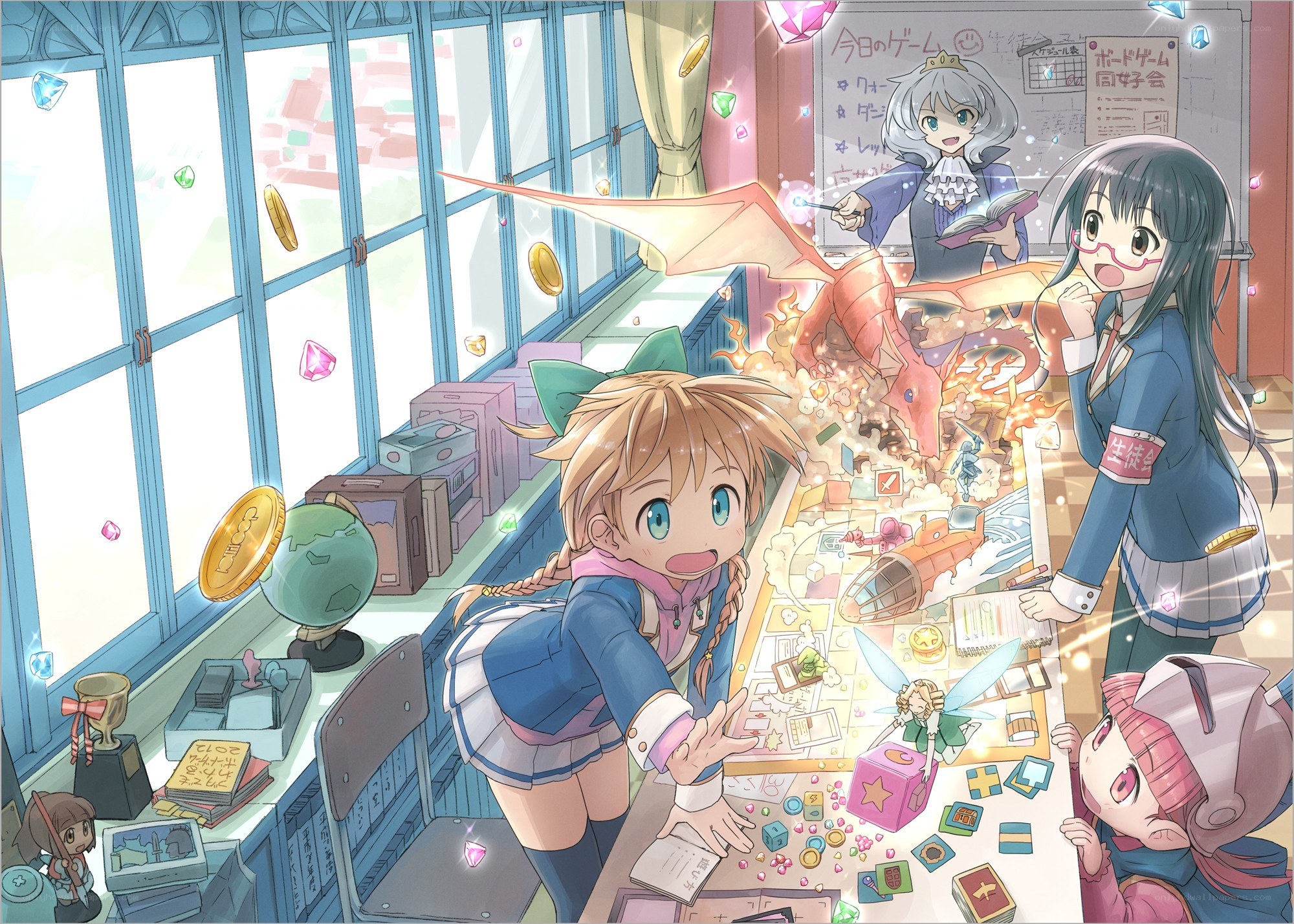 Students playing a game in classroom