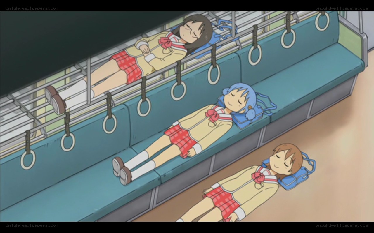 Students sleeping on train