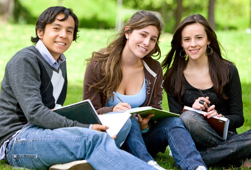 Students studying outdoors