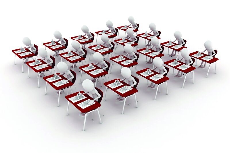 Students taking an exam