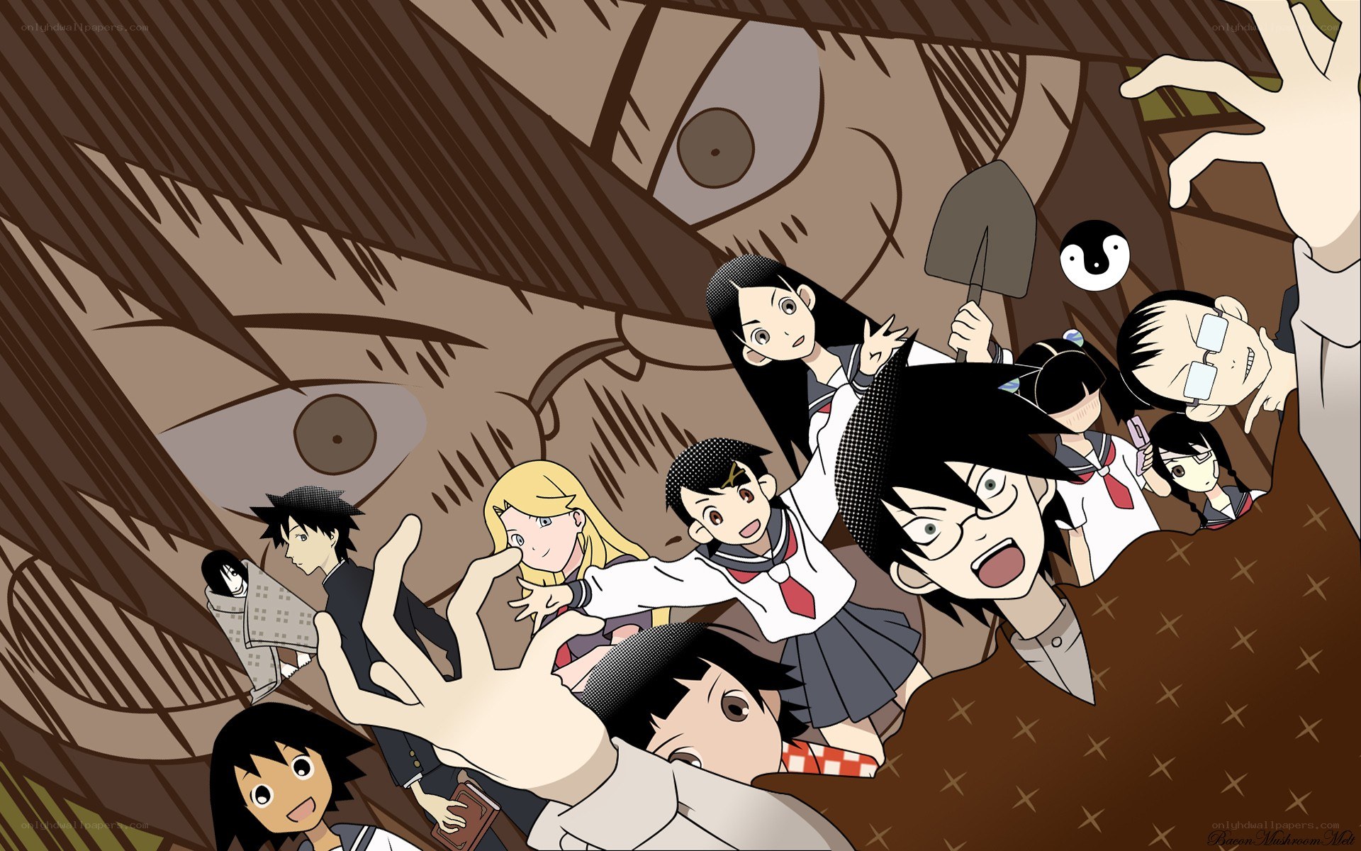 Students trapped in a giant eye