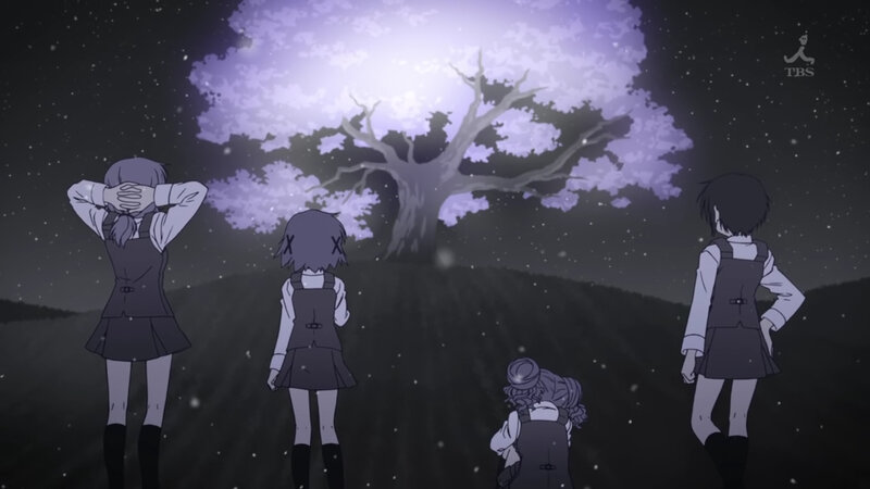 students under a glowing tree