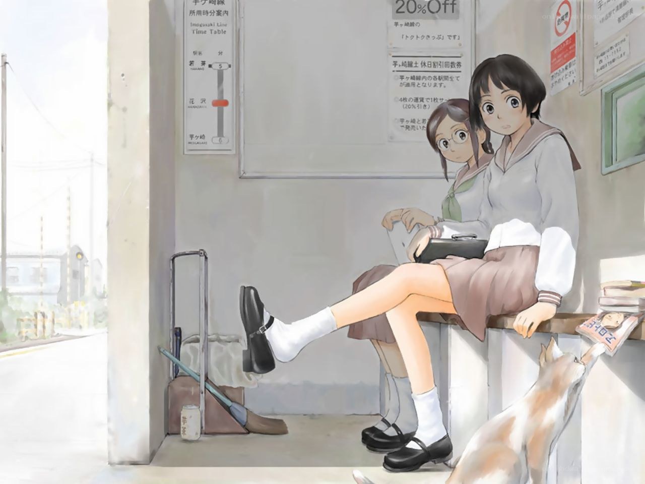 Students waiting at train station