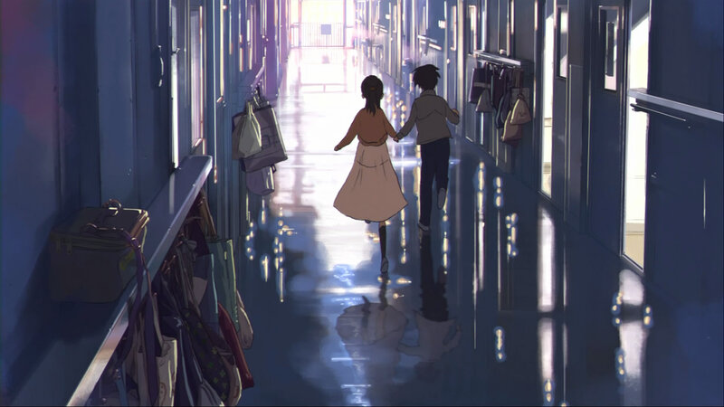 students walking in school hallway